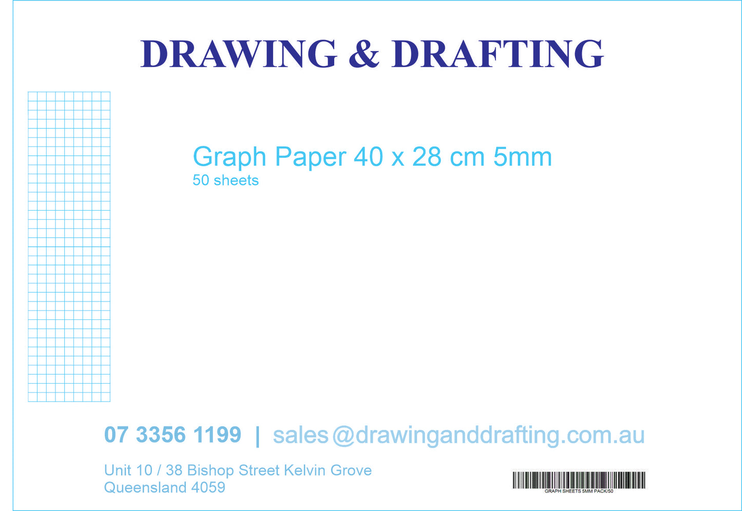 A3 Graph Paper 5mm Cross Section Bond  50 SHEET PACK